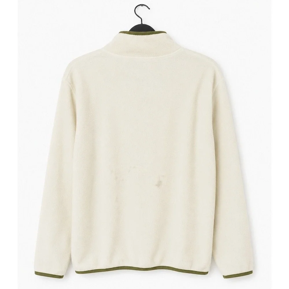 Patagonia Women Micro D Quarter Zip Fleece Pullover Cream Olive Green Small